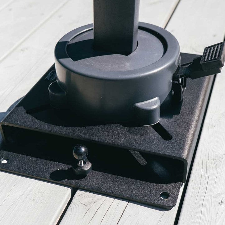 Sonnenschirmständer Ampelschirm Holzterrasse, mattschwarz, Metall