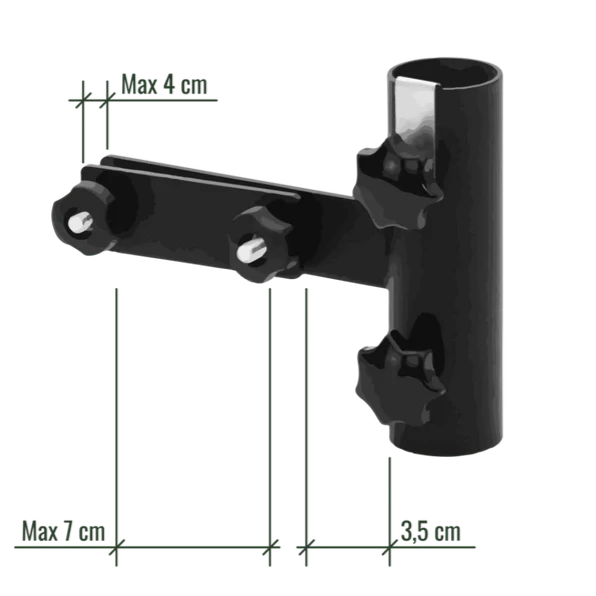 Sonnenschirmhalter Balkon senkrechte Pfosten, mattschwarz, Metall, Schirmstock 18-38mm