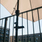Sonnenschirmhalter Balkon senkrechte Streben, mattschwarz, Metall, Schirmstock 18-38mm