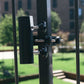 Sonnenschirmhalter Balkon senkrechte Pfosten, mattschwarz, Metall, Schirmstock 18-38mm